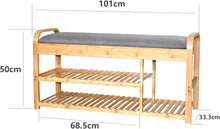 Load image into Gallery viewer, Bamboo Modern Storage and Shoe Rack Bench