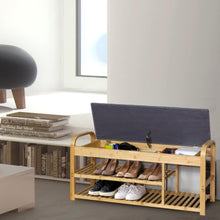 Load image into Gallery viewer, Bamboo Modern Storage and Shoe Rack Bench
