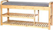Load image into Gallery viewer, Bamboo Modern Storage and Shoe Rack Bench