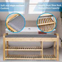 Load image into Gallery viewer, Bamboo Modern Storage and Shoe Rack Bench