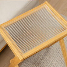Load image into Gallery viewer, Stylish Bamboo Rattan End Table with Glass Top