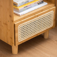 Load image into Gallery viewer, Bamboo Nightstand with Rattan Storage Drawer