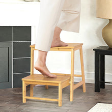 Load image into Gallery viewer, Bamboo Folding 2-Step Ladder Stool