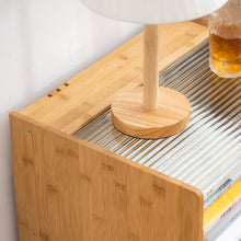 Load image into Gallery viewer, Bamboo Nightstand with Rattan Storage Drawer