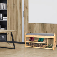 Load image into Gallery viewer, Bamboo Modern Storage and Shoe Rack Bench