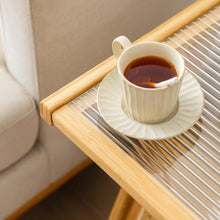 Load image into Gallery viewer, Stylish Bamboo Rattan End Table with Glass Top