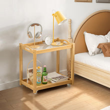 Load image into Gallery viewer, Bamboo End Table with Wheels