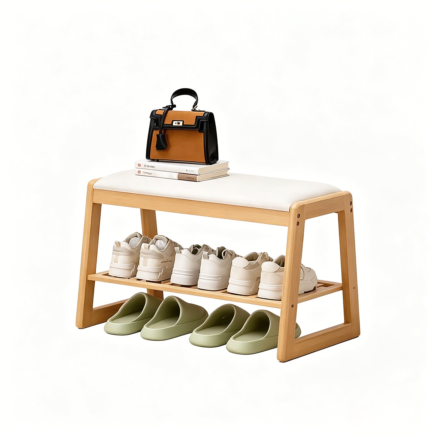 Trapezoid Solid Wood Shoe Bench