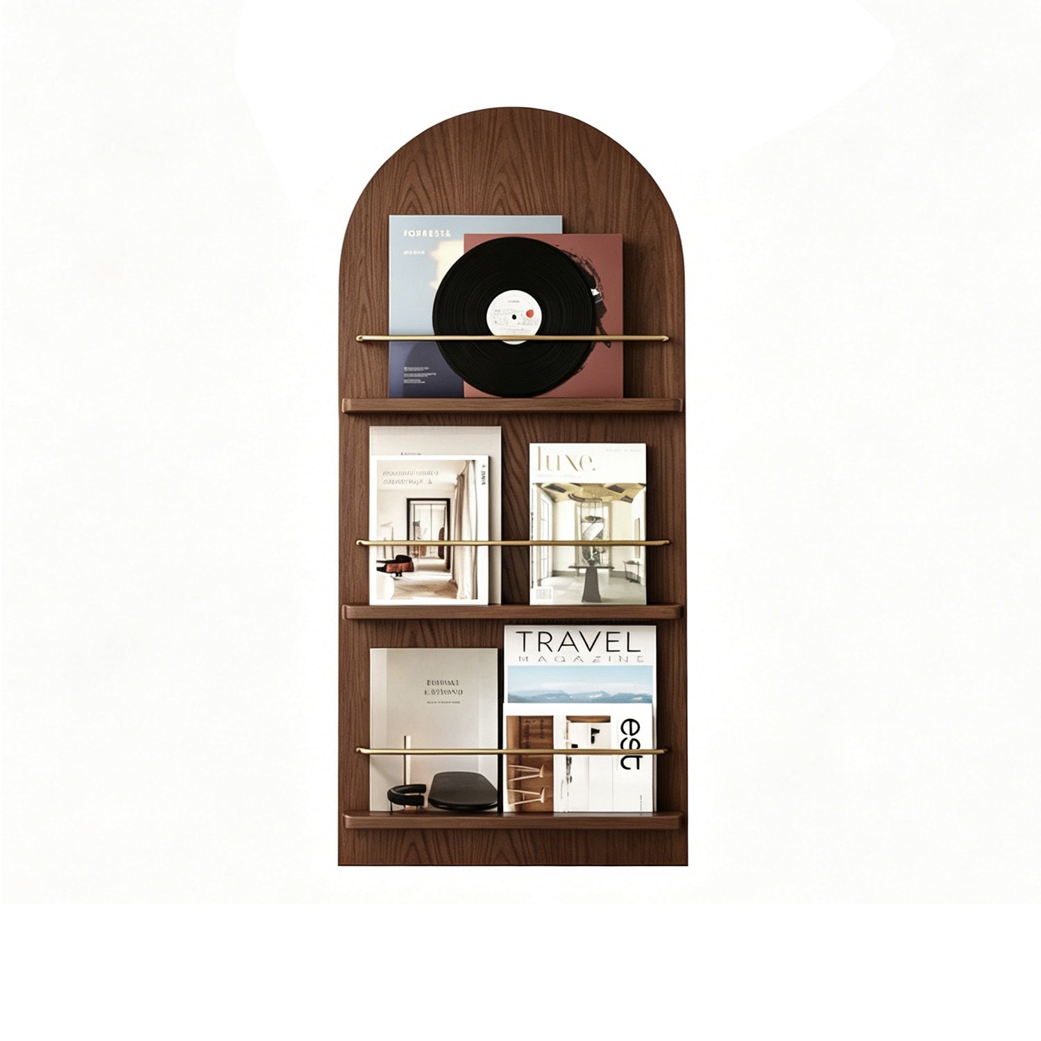 Walnut Arched Bookshelf (3/4 Tier)