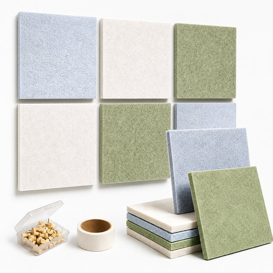 6 Pack Felt Bulletin Board, Morandi Soft Calming Tones Self‑Adhesive Wall Pin Board Tiles for Bedroom Dorm Home Office Wall Decor
