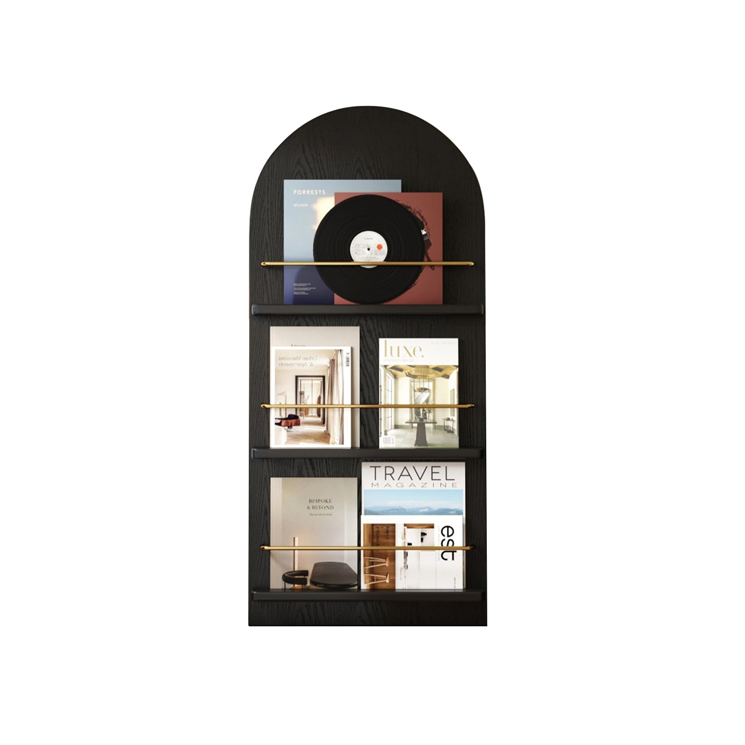 Black Arched Bookshelf (3/4 Tier)