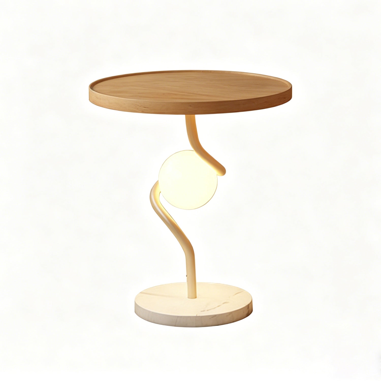 Cream Nordic Floor Lamp with Shelf, Minimalist 2-in-1 for Small Bedrooms
