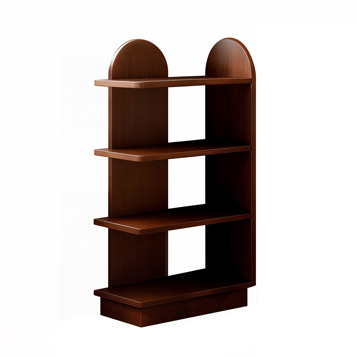 4 Tier Solid Wood Corner Bookshelf, Walnut Brown Left & Right Side Versions, Space Saving Corner Storage Shelf 48×24×119.5cm for Living Room Study Bedroom