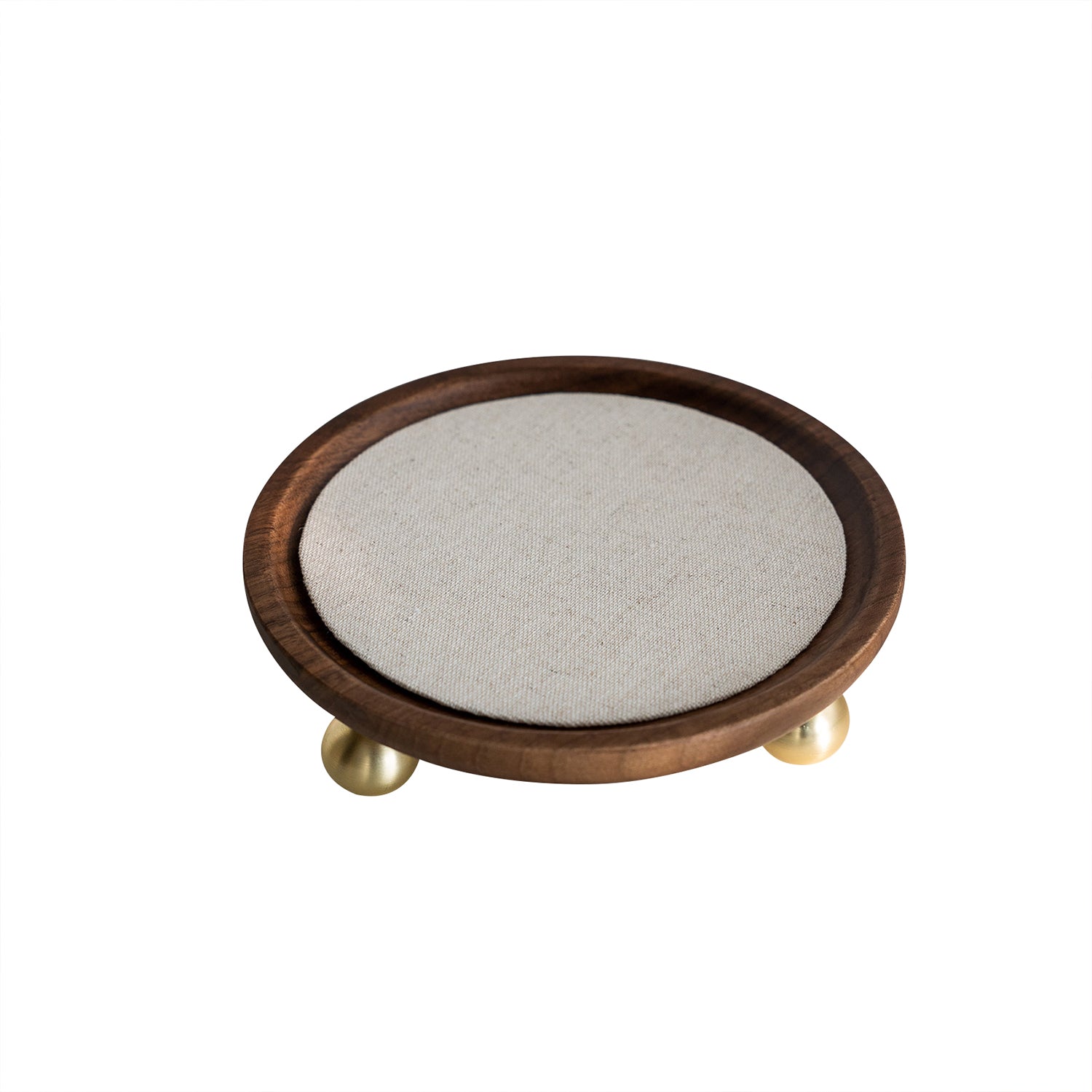 Round Walnut Jewelry Tray, Classic Natural Wood Organizer for Cosmetics & Accessories