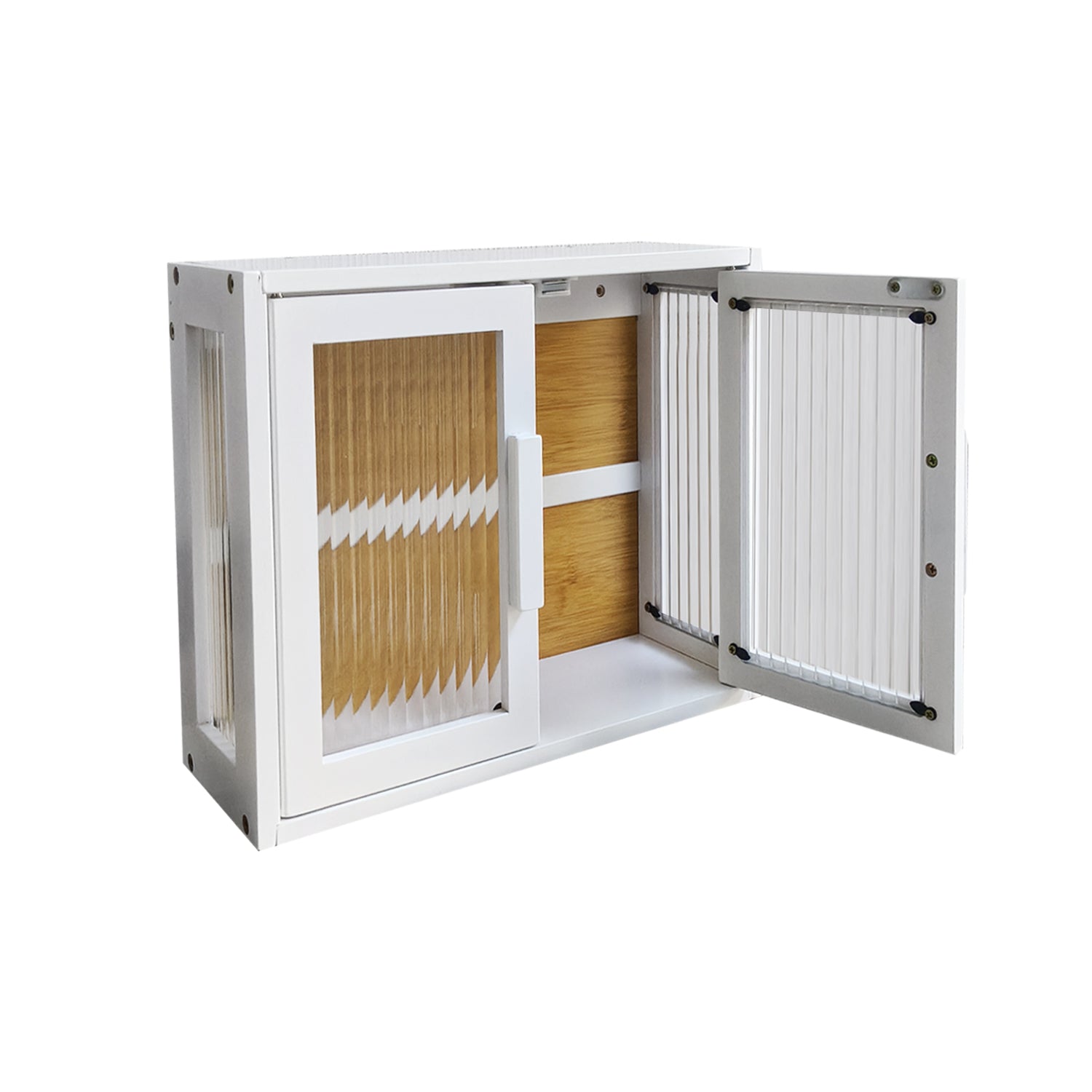 Nordic Small Fluted Glass Wall Cabinet, Minimalist Wall-Mounted Storage
