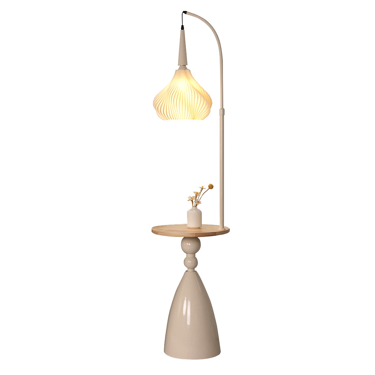 Floor Lamp with Built‑in Shelf, Nordic Style Side Table Floor Lamp with 3 Light Modes
