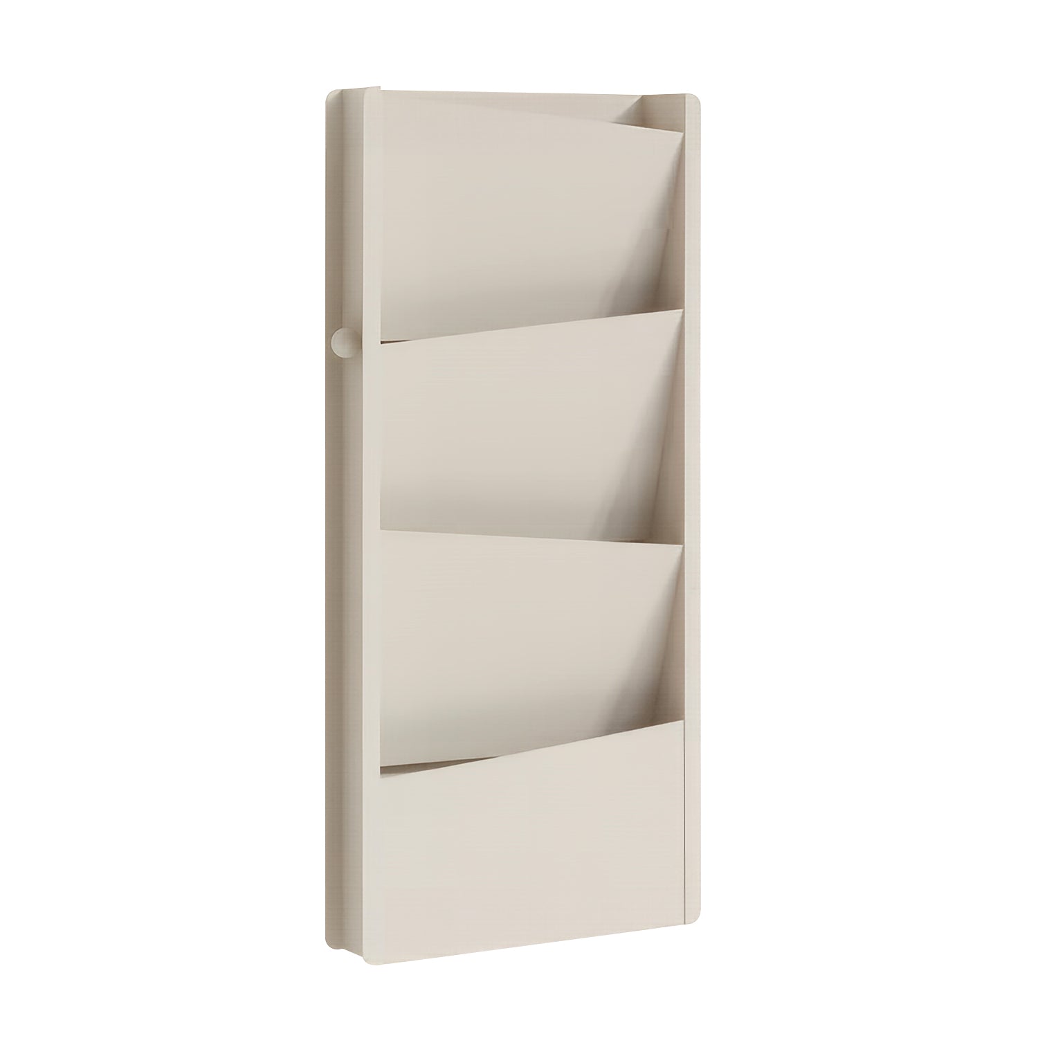 Wall‑Mounted Multi‑Pocket Bookshelf, Cream Grey Vertical Wall Magazine Organizer, Space‑Saving Wall Hanging Book Storage Rack for Bedroom Study Office