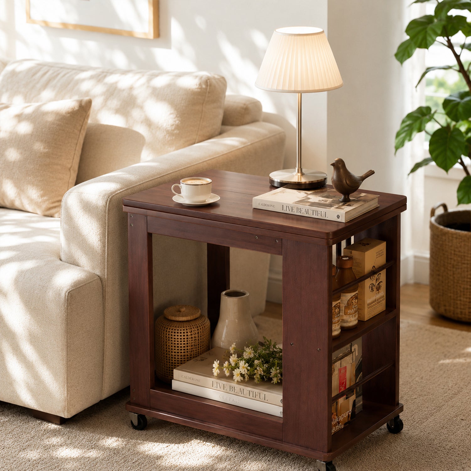 Foldable Multifunctional Rolling Side Table