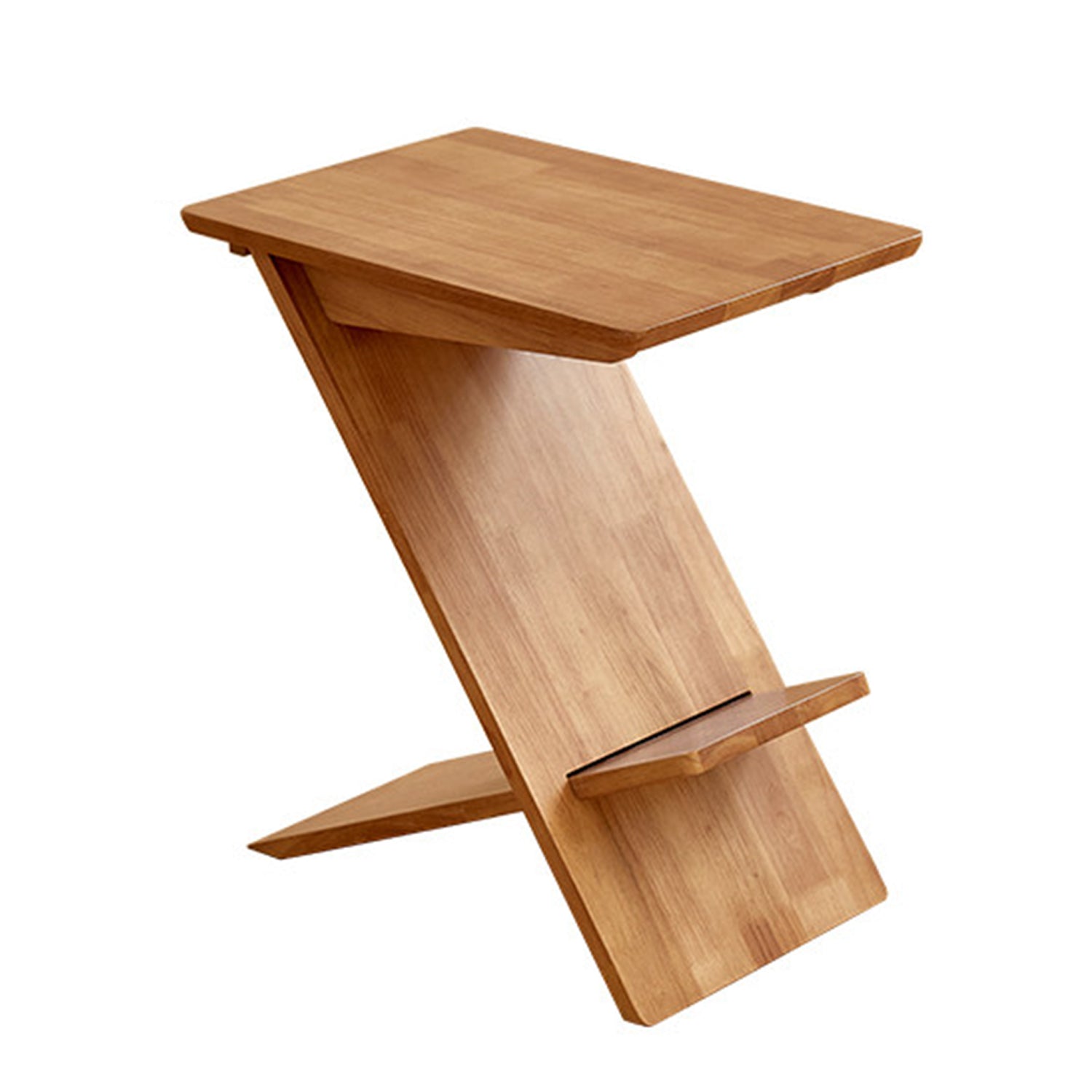 Z‑Shaped Solid Wood Side Table
