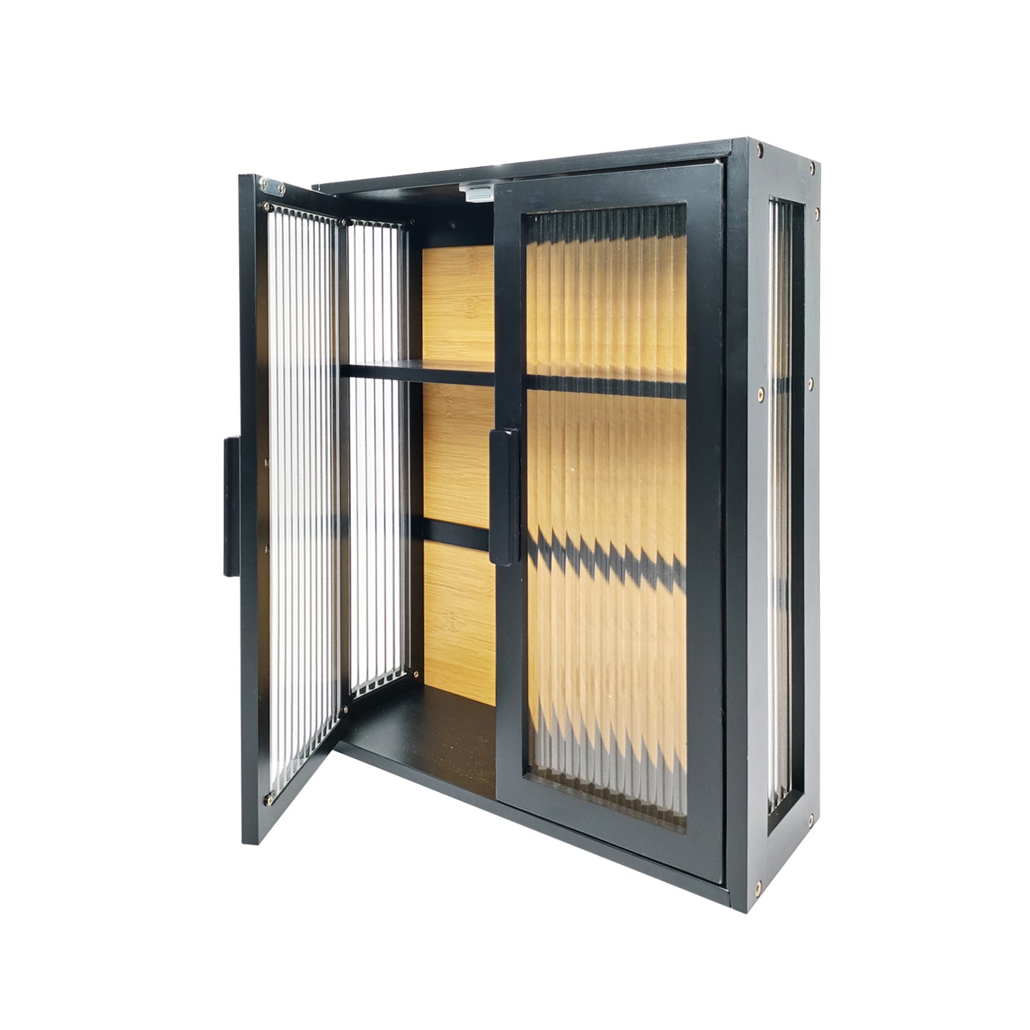 Nordic Medium Fluted Glass Wall Cabinet, Versatile Wall-Mounted Organizer