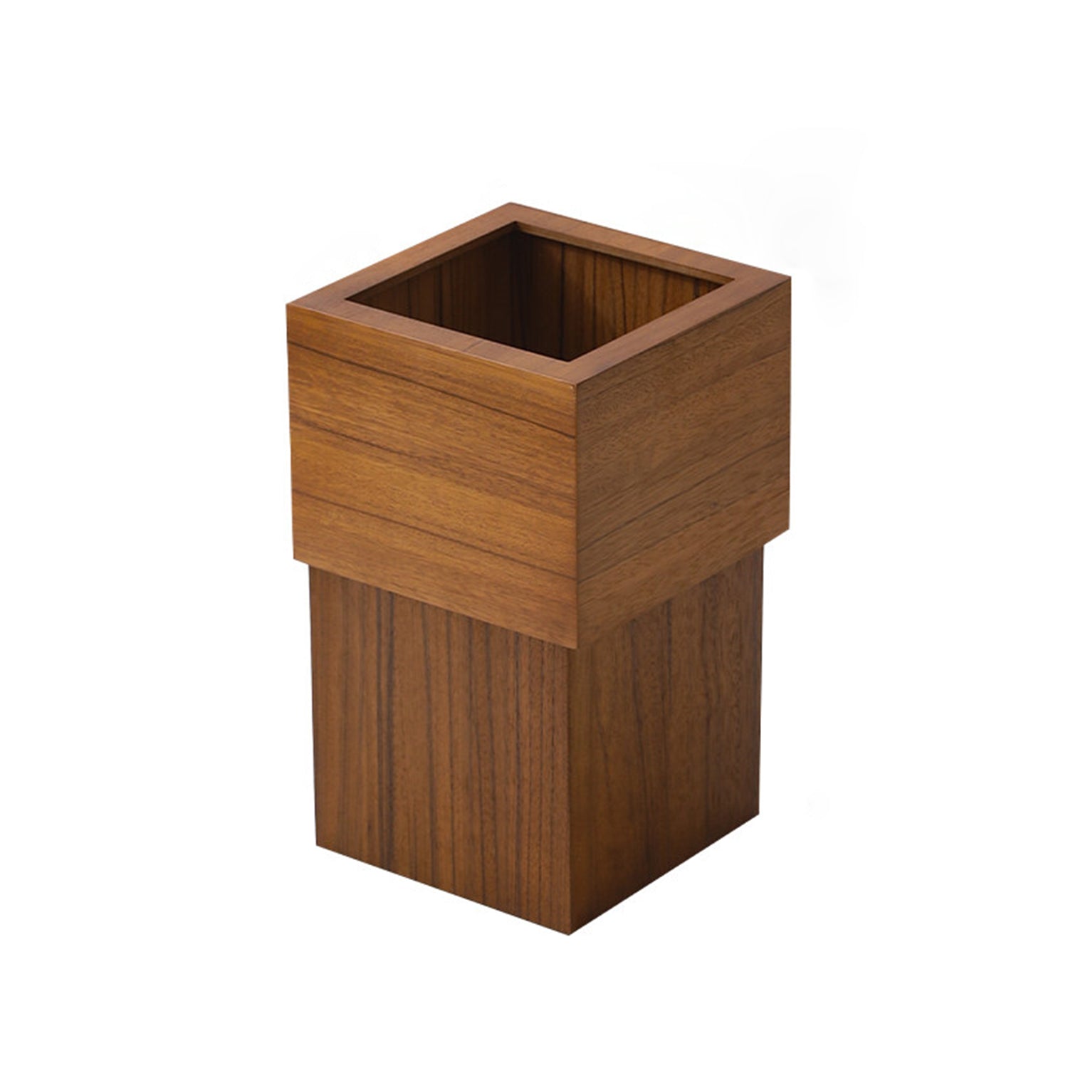 Short Solid Walnut Wooden Trash Can, Nordic Minimalist Waste Bin, 8L