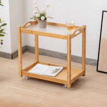 Load image into Gallery viewer, Bamboo End Table with Wheels
