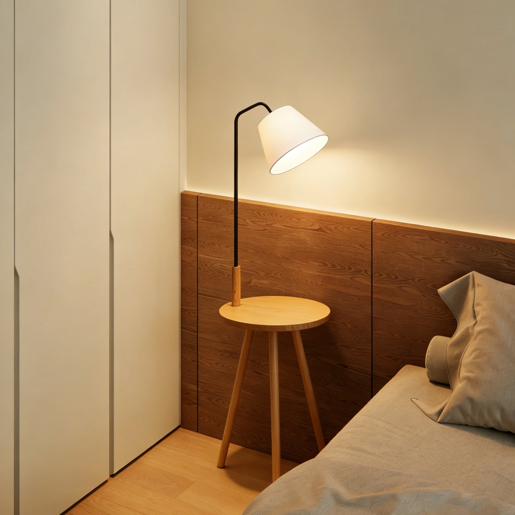 Bedside Table Integrated Floor Lamp