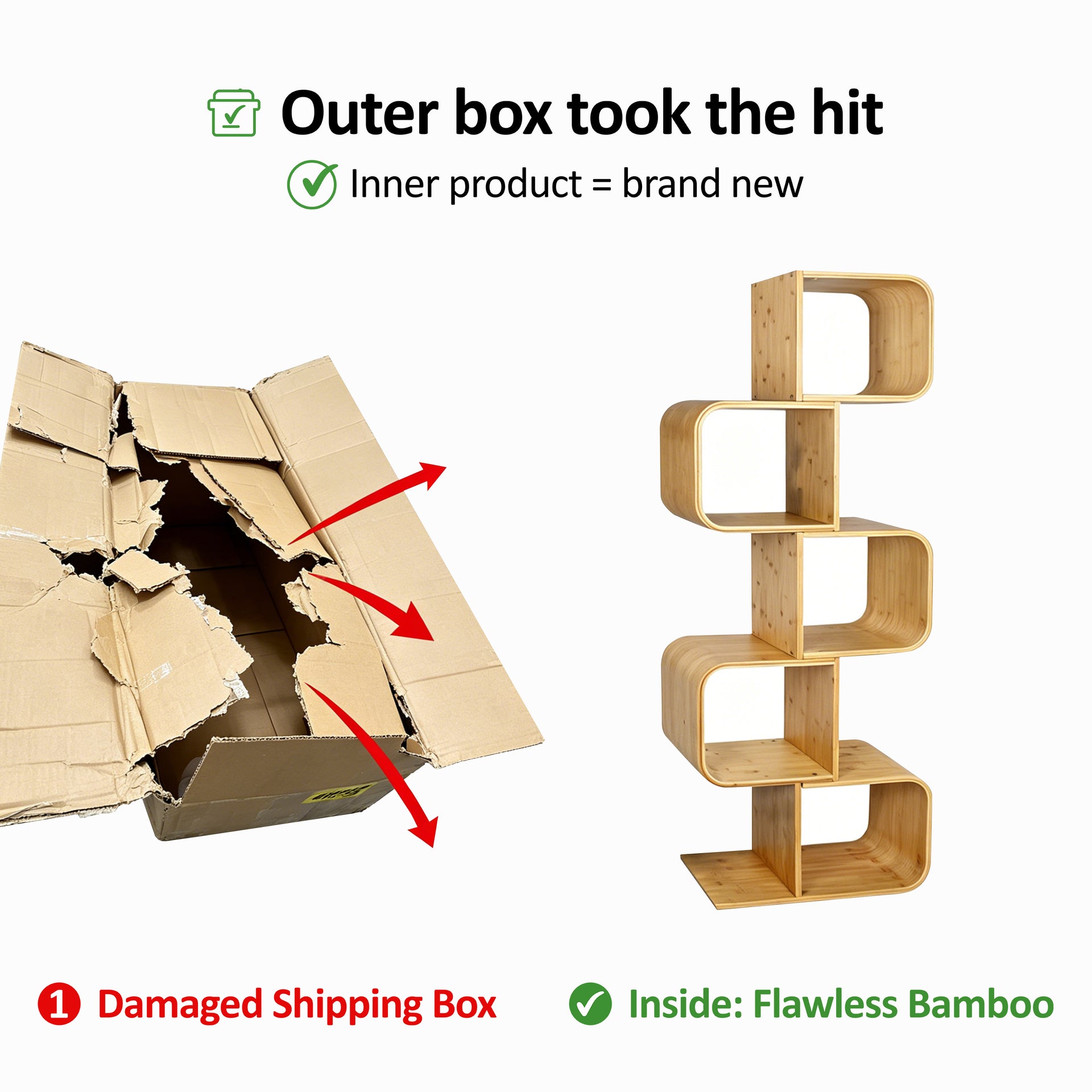 5-Tier Bamboo S-Shaped Bookshelf – Clearance