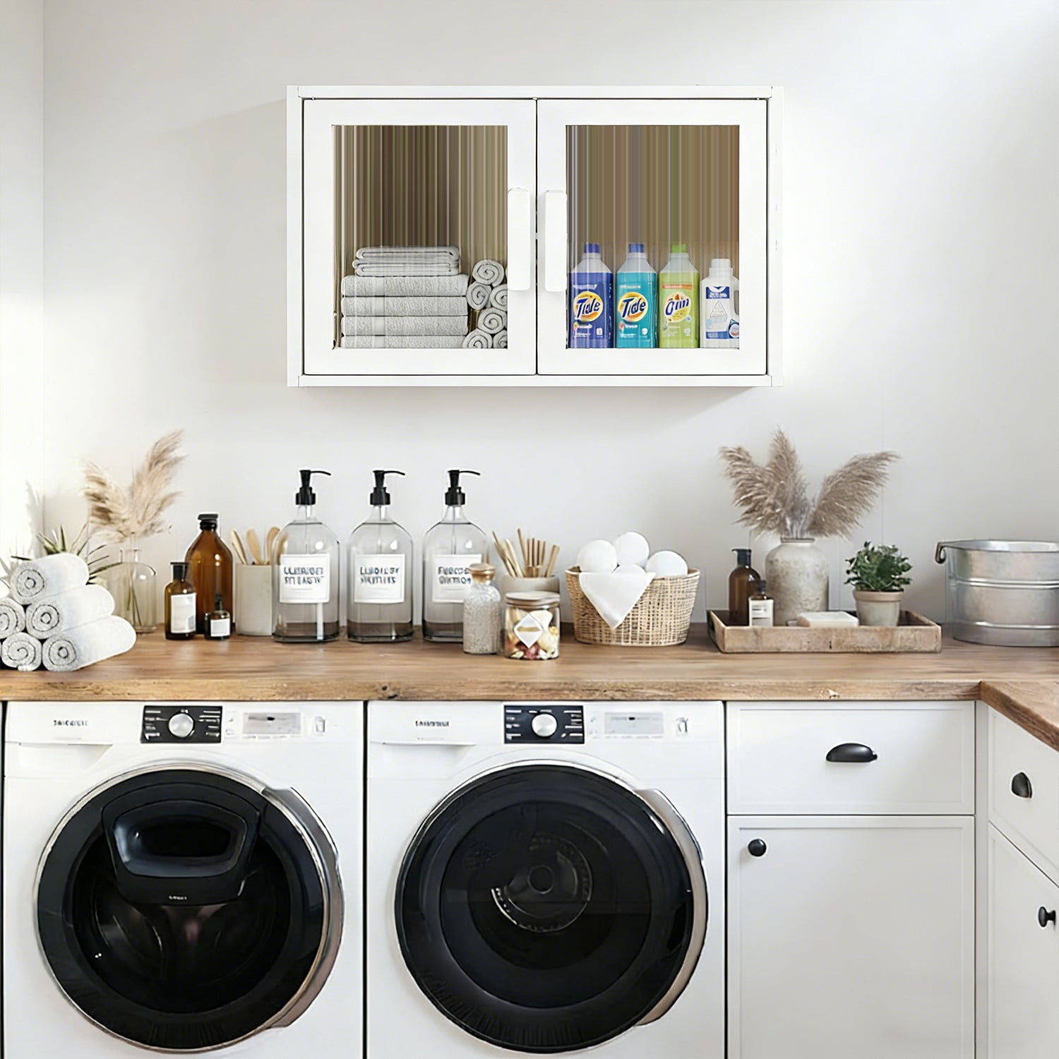 Nordic Small Fluted Glass Wall Cabinet, Minimalist Wall-Mounted Storage