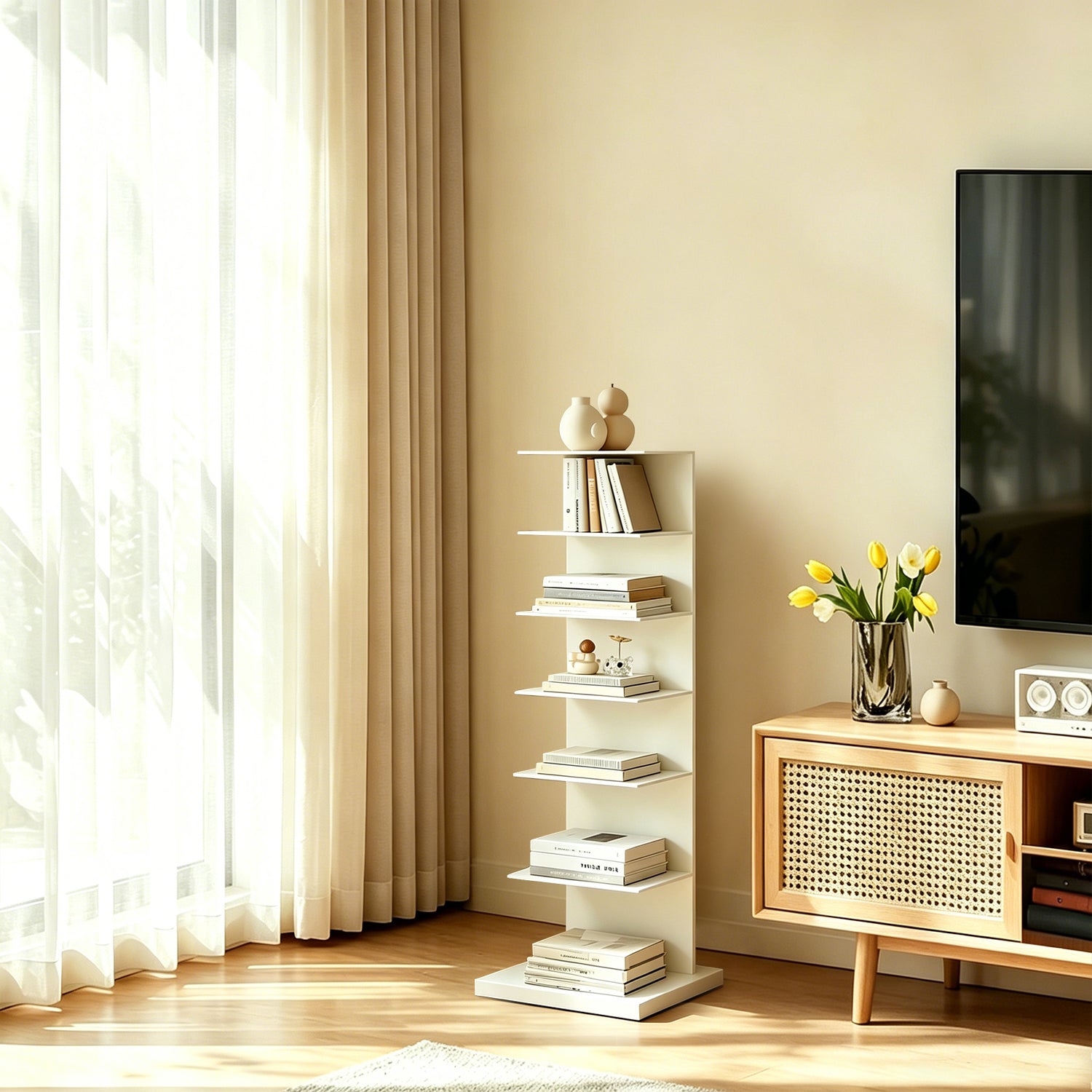 Floor-standing Invisible Wrought Iron Bookshelf