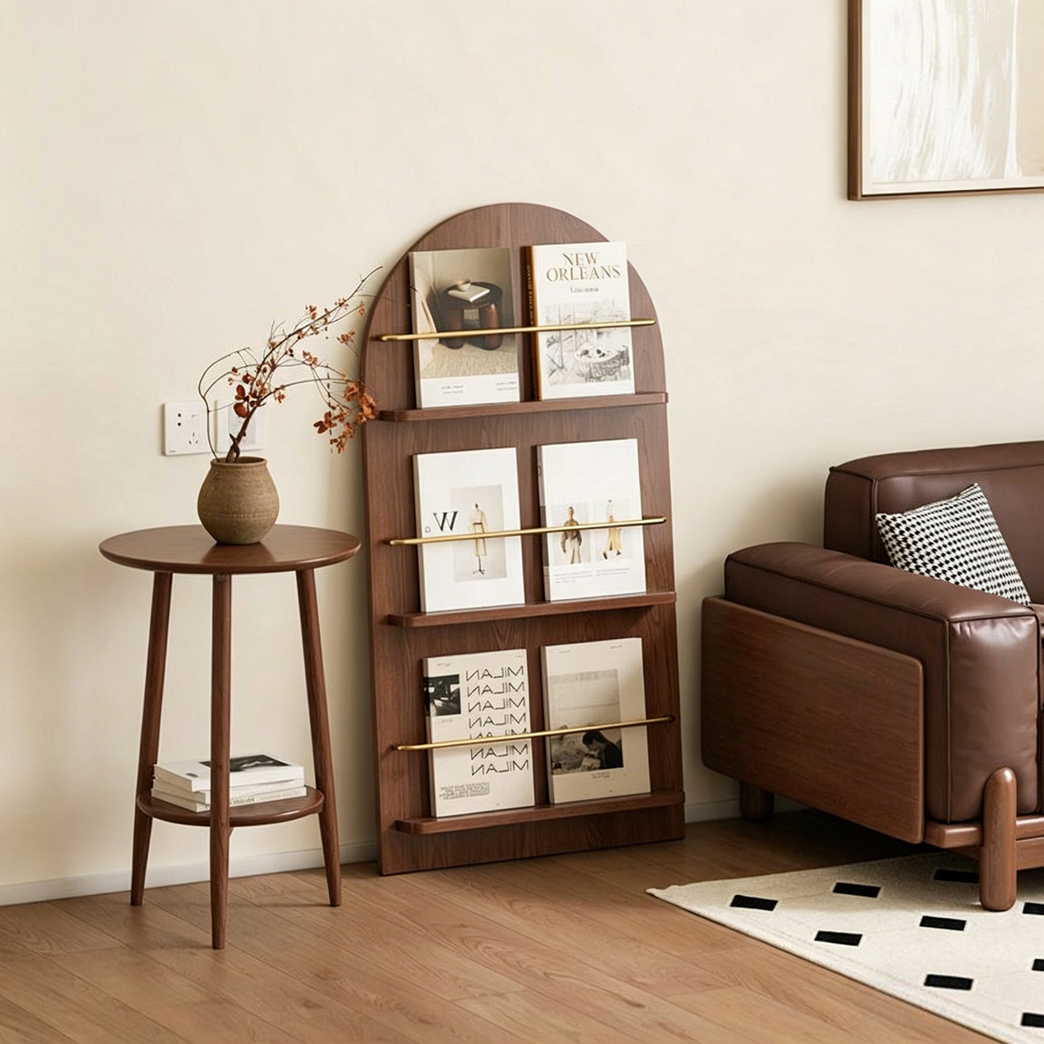Walnut Arched Bookshelf (3/4 Tier)