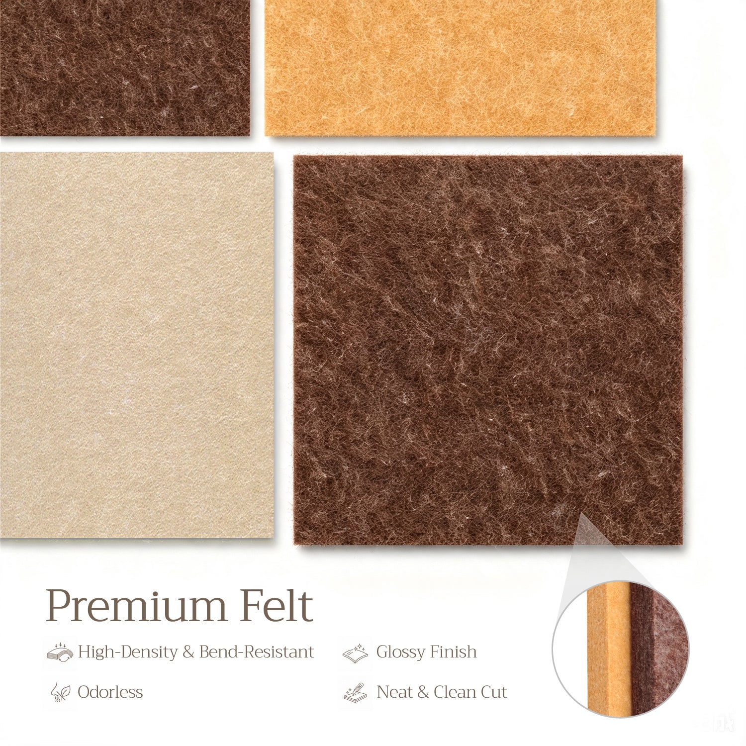 6 Pack Felt Bulletin Board, Earth Tone Warm Natural Felt Pin Board for Wall, Self‑Adhesive Display Tiles for Office Bedroom Decor
