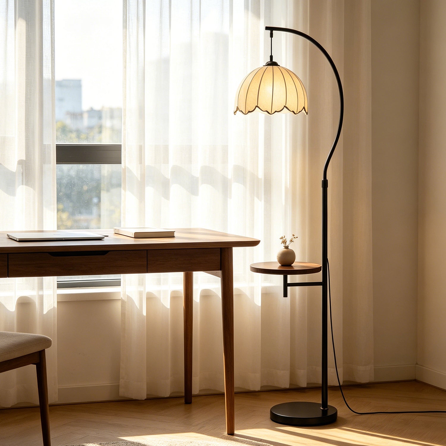 Integrated Floor Lamp With Side Table