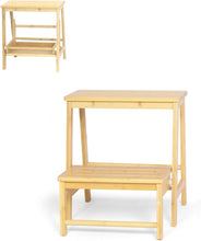 Load image into Gallery viewer, Bamboo Folding 2-Step Ladder Stool
