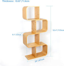 Load image into Gallery viewer, 4-Tier S-Shaped Geometric Modern Bamboo Bookshelf
