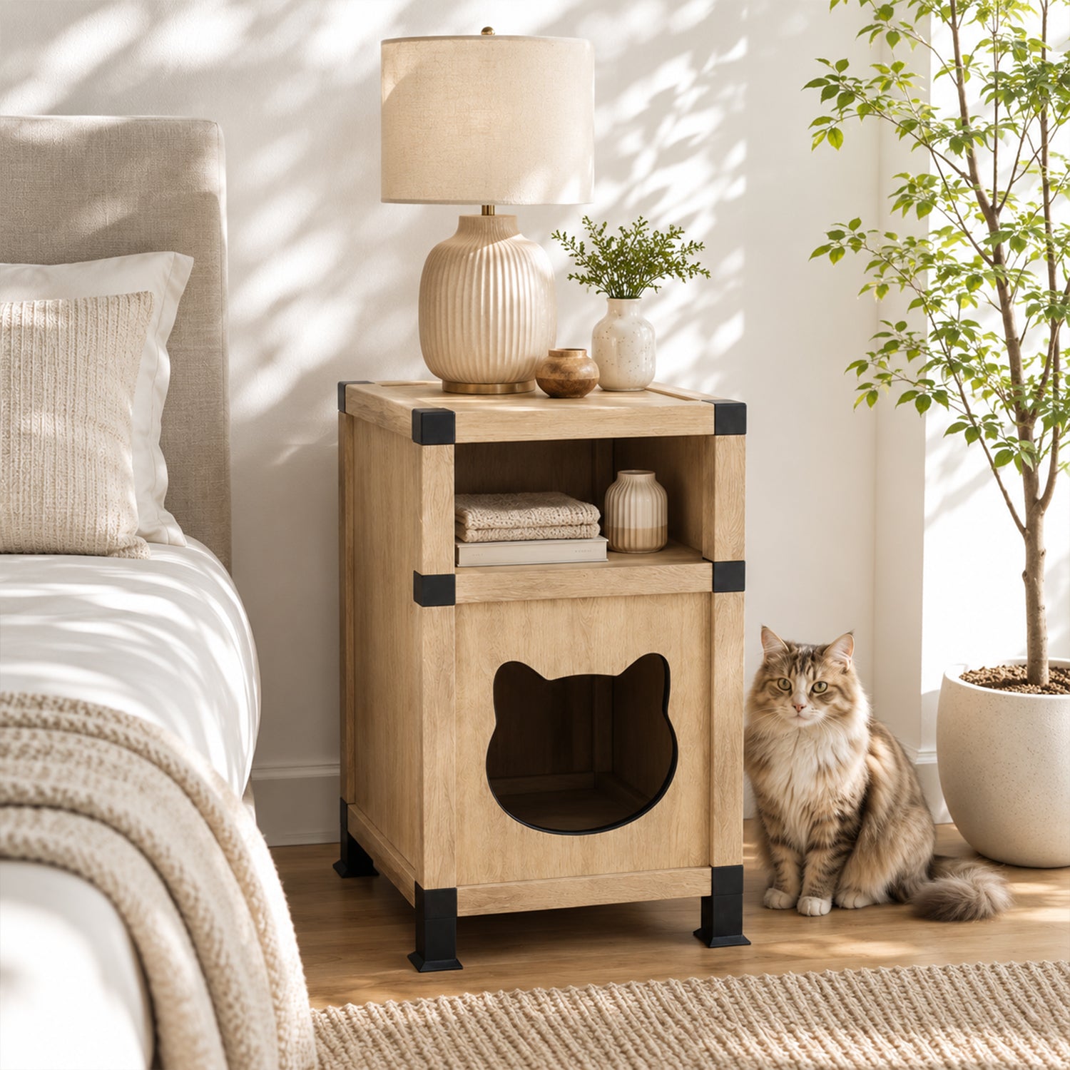Pre‑order！Cardboard Cat Nightstand End Table