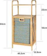 Load image into Gallery viewer, Bamboo Laundry Hamper with Green Freestanding Tilt-Out Laundry Linen Basket
