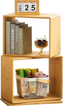 Load image into Gallery viewer, 2-Tier Modern Rotating Bamboo Bookcase
