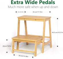 Load image into Gallery viewer, Bamboo Folding 2-Step Ladder Stool
