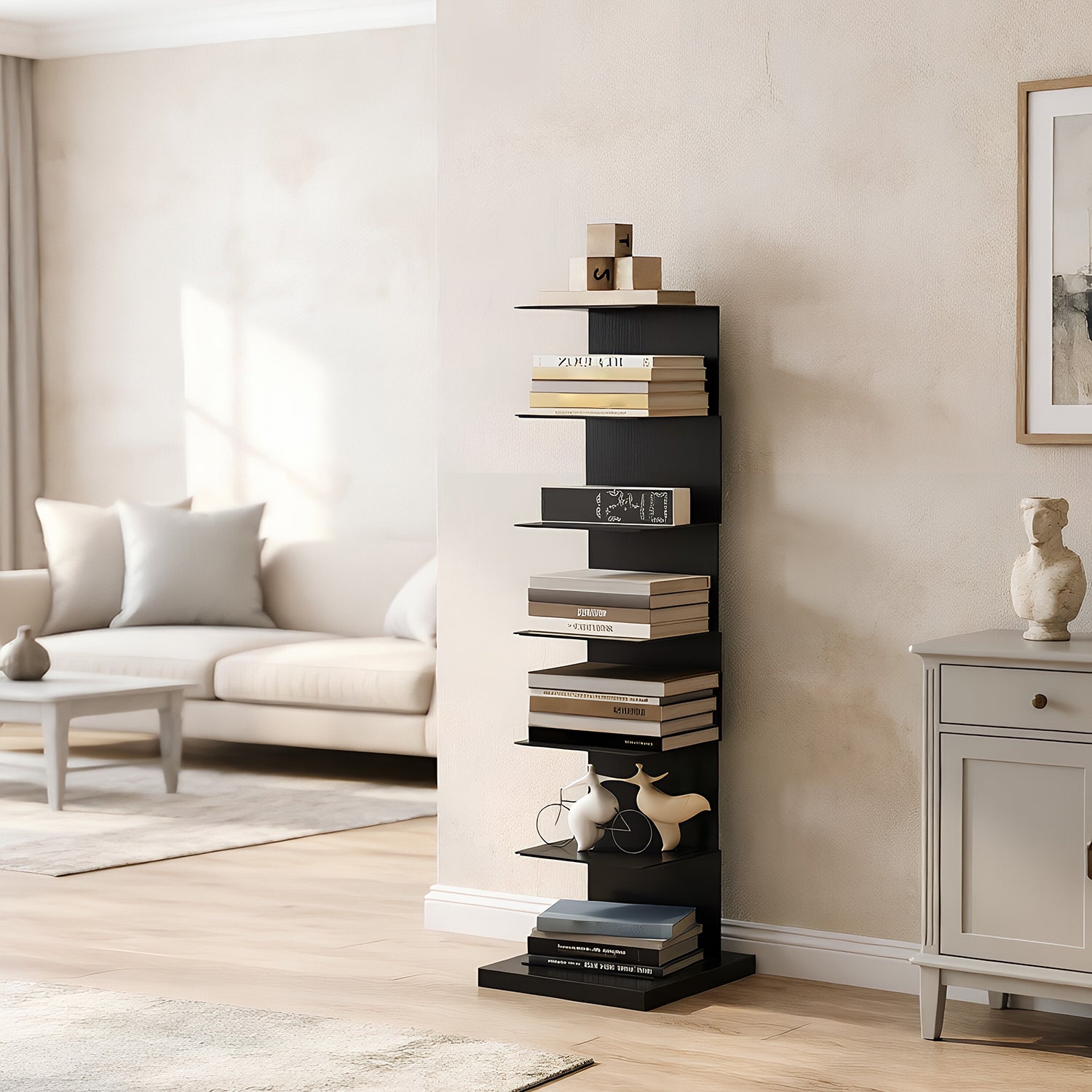 Floor-standing Invisible Wrought Iron Bookshelf