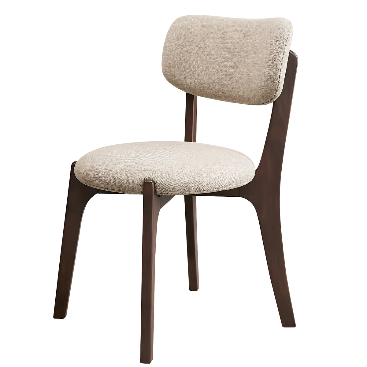 Padded Solid Wood Dining Chairs, White Oak Frame with Ivory White Cushion, 1/2 Pieces Set, Ergonomic Upholstered Side Chair for Kitchen Dining Room