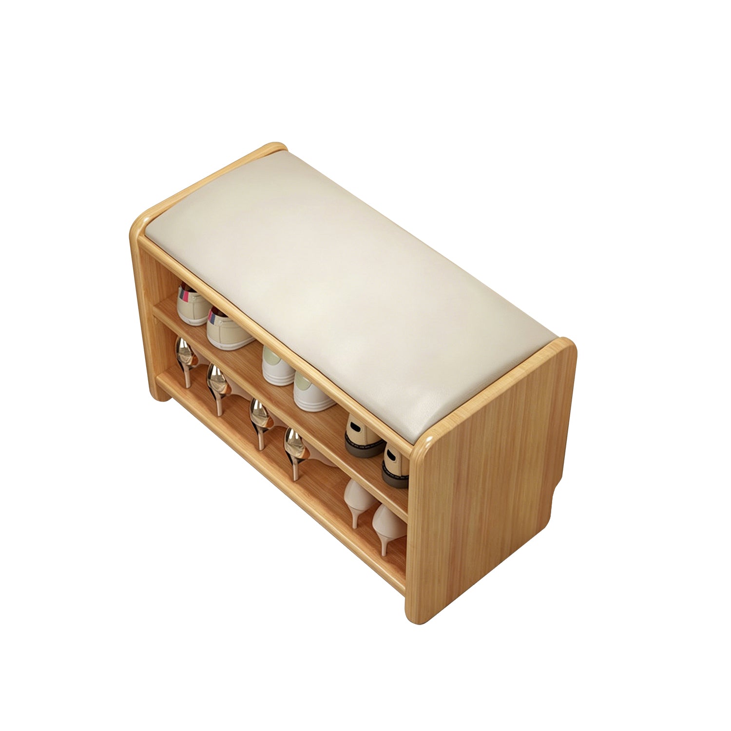 60cm Narrow Entryway Shoe Bench, Compact Stool with Under-Bench Shoe Storage