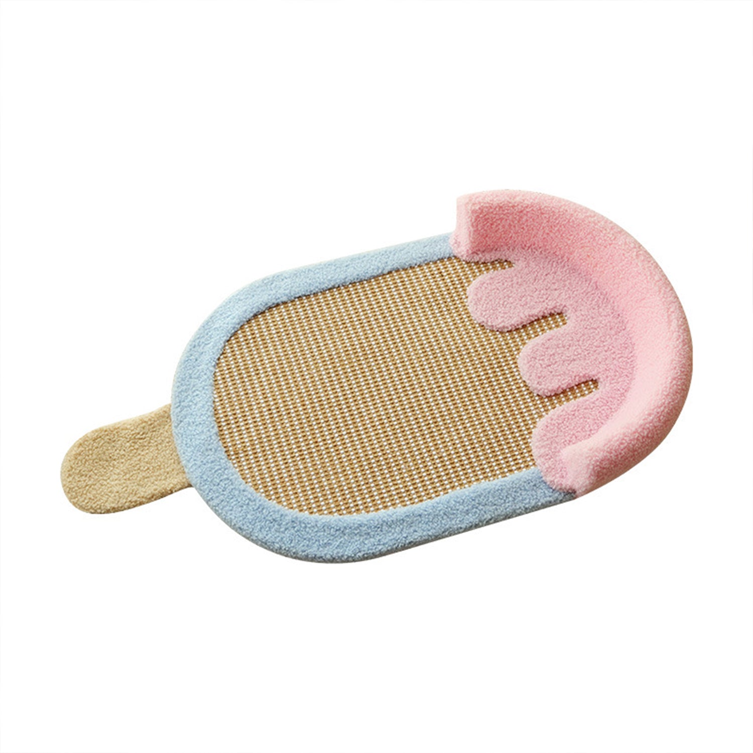 Cute Ice Cream Design Pet Sofa Bed, Brown / Reddish Brown Color Selection, Breathable Linen & Cooling Bamboo Mat Rest Cushion for Cats Small Dogs