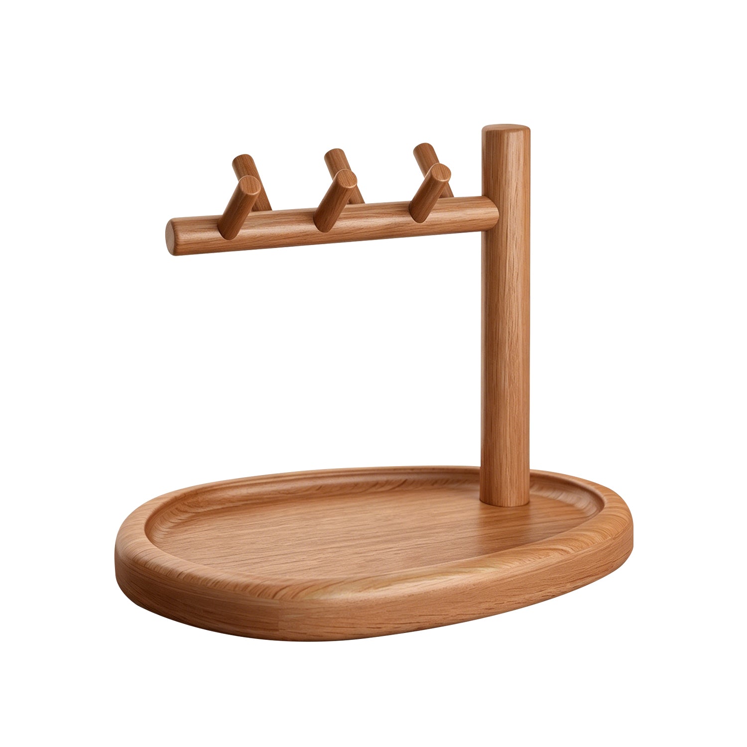 Single Post Walnut Key & Jewelry Storage Stand