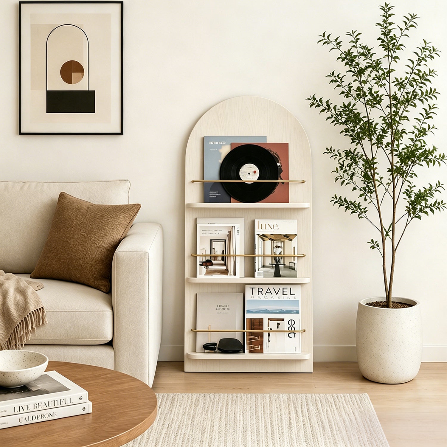 Cream White Arched Bookshelf (3/4 Tier)