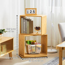 Load image into Gallery viewer, 2-Tier Modern Rotating Bamboo Bookcase
