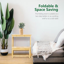Load image into Gallery viewer, Bamboo Folding 2-Step Ladder Stool
