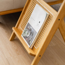 Load image into Gallery viewer, Stylish Bamboo Rattan End Table with Glass Top
