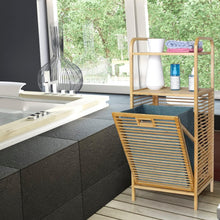 Load image into Gallery viewer, Bamboo Laundry Hamper with Built-In Shelves
